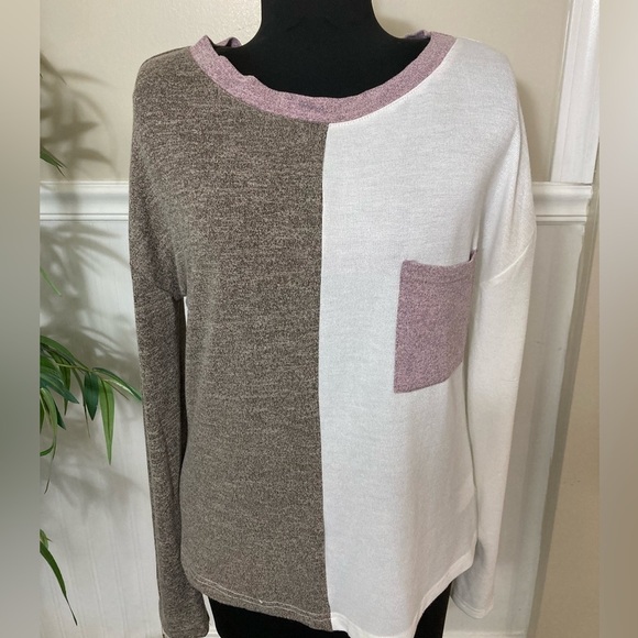 C+D+M Collection EUC Round Neck Color Block Patch Pocket Lightweight Shirt Large - Picture 7 of 14